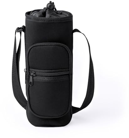 Kühltasche für Wasserflasche zum Umhängen bis 1,5 L Flasche, Reissverschluss Verstellbarer Schulterriemen, kleine Kühltasche für Drinks, Kühlbox für Outdoor, Reisen von noTrash2003 (Black)