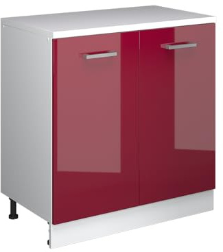 Vicco Erweiterungsschrank Rion, Rot Hochglanz/Weiß, 80 x 46 cm ohne Schräge mit 2 Türen, kombinierbar mit Rion Dachschrägenschränken und Schrankmodulen