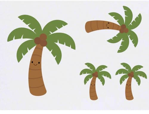 Azeeda 4 x 'Happy Palm Tree' Temporary Tattoos (TO00102882) | Mixed-Size Water Resistant Skin Safe Transfers for Parties and Costumes