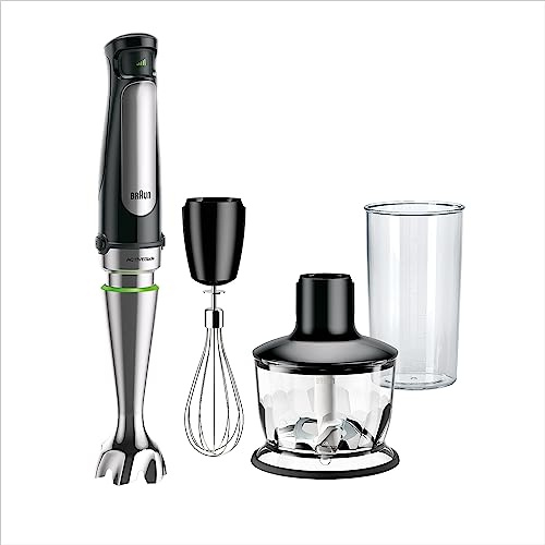 Braun MultiQuick 7 - Hand Blender 1000W, Stick Blender with ACTIVEBlade, Easy SmartSpeed Control, Anti-Splash Design, with Chopper, Whisk & 600ml Beaker (MQ7035X)