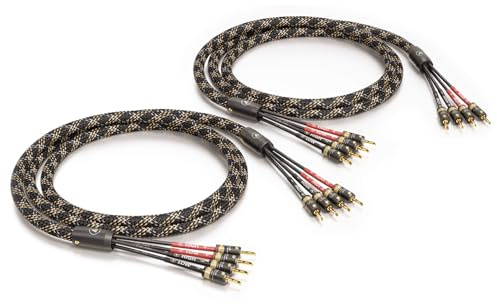 VIABLUE SALE/ALTE SERIE/ABVERKAUF SC-4 SILVER BI-AMPING * High-End Lautsprecherkabel * T6s Bananenstecker, echtvergoldet * 1 Paar * mit Splitter * 300 cm* 3 m