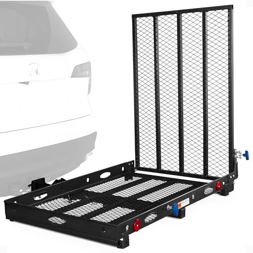 Silver Spring Wheelchair Scooter Carrier for Car Truck SUV, 2 Hitch, Folding Ramp, 500 lb Cap, 48 x 27.75 Cargo Rack