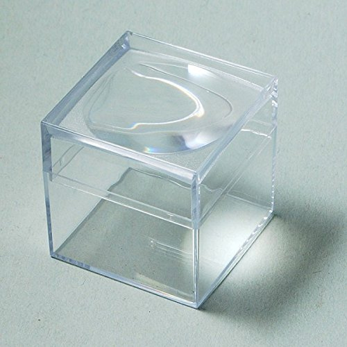 10 große Lupendosen mit Vergrößerung von ca. 3fach / Plastikdose mit Lupendeckel, 40 x 40 x 40 mm