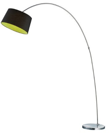 Trio Leuchten Bogenleuchte in chrom, Stoffschirm, schwarz / innen grün 461200102