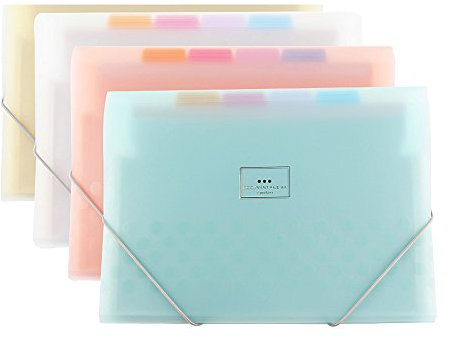 Zhi Jin 7 fickor A4 macaron färg expanderande fil mapp dragspelsdokument organisatör mappar hållare med dubbel elastisk stängning kontor skola Rosa