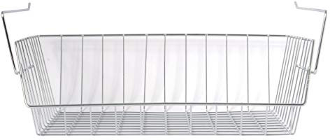MSV Hängekorb aus Metall - 40x27x14cm - Silber - Aufbewahrungs-Korb für Küchenschränke Kleiderschränke Regale Unterbauschrank Unterbau-Regal