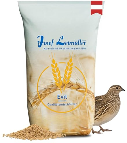 Leimüller Nourriture pour cailles 1 kg [Premium] - Label de qualité AMA & Nourriture pour cailles pondeuses sans OGM - Favorise la santé des pondeuses & la qualité des œufs