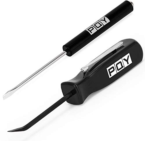 PQY Pocket Magnetic Screwdriver Slotted Head With Magnet Top + Mini Pry Bar Set (black)