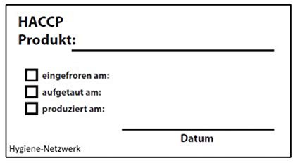 Hygiene Netzwerk Etikett HACCP Produkt | 70x35mm Rolle mit Spender | 500 Labels | wasserlöslich | selbstklebend | Behälter | Aufkleber | Haushaltsetiketten | Beschriftung