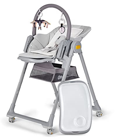 Kinderkraft LASTREE Seggiolino Pappa Reclinabile 0-36 Mesi, Funge da Sdraietta con Barra dei giochi, Schienale Poggiapiedi regolabile, Regolare l'altezza del Sedile, Grigio