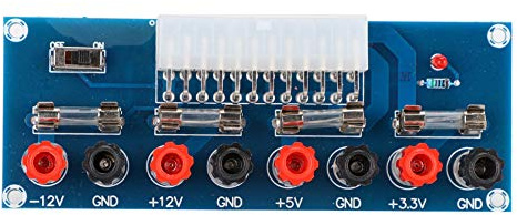 Fdit 24-poliges Stromrichtermodul, Desktop-PC-Netzteil 24-poliges ATX-4-Kanal-3,3-V-5-V-12-V-Terminal-Breakout-Adaptermodul mit Sicherung