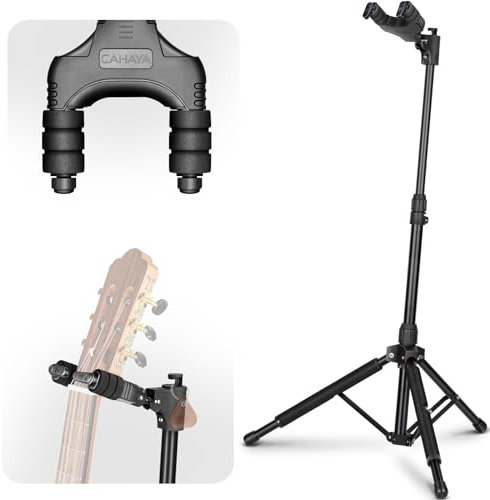 CAHAYA Universeller Gitarrenständer Faltbarer Boden gitarrenständer mit automatischer Schwerkraftverriegelung Stativ Höhenverstellbar frei, geeignet für fast alle Gitarren CY0265