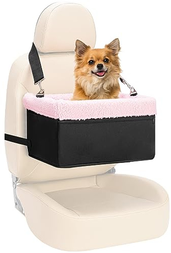 NOVOLAB Dog Car Seat for Small Pets Under 20lbs, Booster Seat with Metal Frame, Double-Layer Oxford Fabric, Safety Leash for Dogs and Cats
