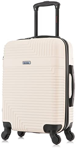 InUSA RESILIENCE Luggage with Spinner Wheels | Durable Lightweight Hardshell Suitcase, Spacious Travel Bag with Handle and Trolley | 20-Inch Carry On Small Luggage | Sand