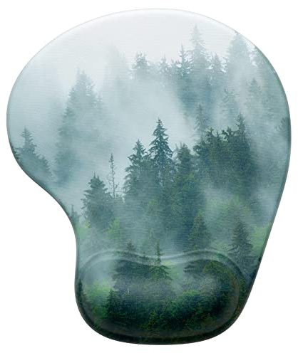 Hsurbtra Mauspad mit Gel-Handballenauflage Ergonomisches Wasserdicht Komfort Mausmatte mit Handgelenkpolster Handauflage, Mousepad mit Handauflage für schonende Handgelenk Haltung, Wald