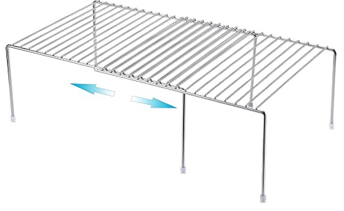 IPEGTOP Gefrierschrank-Aufbewahrungsregal, erweiterbares Metall, rostfrei, Gewürzregal, verstellbarer Küchenorganisator, Theke, Kühlschrank, Speisekammer, platzsparend (Chrom)