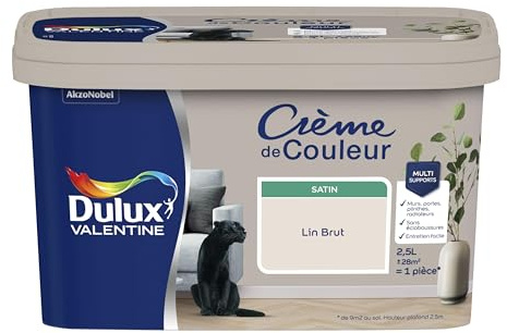 Dulux Valentine Crème de Couleur - Peinture multi-supports intérieure - Satin Lin Brut 2,5 L