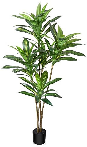 CROSOFMI künstlicher Drachenbaum 150cm künstliche Tropische Plastik Pflanze perfekte künstliche Pflanzen im Topf,Fake Plant deko für Wohnzimmer Balkon Schlafzimmer Büro Perfektes Einweihungsgeschenk