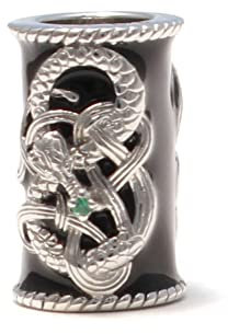 loveyourdiamonds Drachen Bartperle beard bead aus 925 Sterling Silber mit Saphir bzw. Smaragd Edelstein