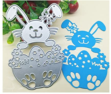 Qoiseys Hase und Eier Ostern Stanzschablone Die Stanzen Basteln Prägeschablone, Stanzungen für DIY Scrapbooking Fotoalbum Dekoratives Papier Basteln Prägeschablone