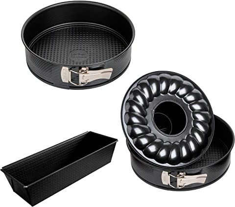 Zenker Set de Repostería, incluye 1 Molde Redondo Desmontable 24 cm, 1 Molde Rectangular 25 cm y 1 Molde Desmontable de 2 Fondos 26 cm…