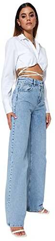 Trendyol - Trendyol Jeans A Gamba Larga A Vita Alta da Donna, Pantaloni Donna