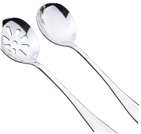 SHERCHPRY 4 Stück sieb aus Edelstahl Metall geschlitzter Servierlöffel Schaumlöffel aus Edelstahl kleine Servierlöffel kleine Portion Mini-Sieb kleines Sieb mit Löchern Esslöffel einstellen