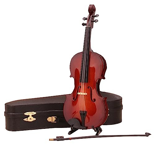 Miniatur Violine Modell - Miniatur Violine Modell mit Stand Case Puppenhaus Zubehör Mini Musikinstrument für die Hausdekoration Puppenhaus Dekoration Kinder Spielzeu Fotorequisiten