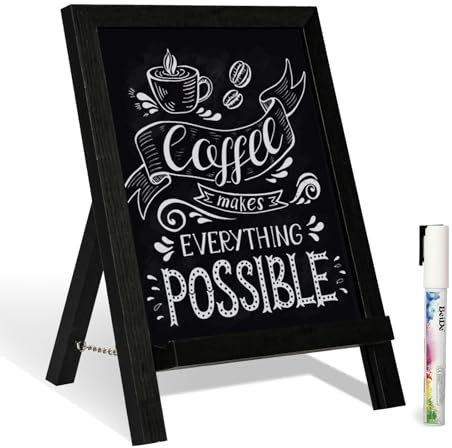 QUEENLINK Kreidetafel Magnetisch Blackboard 24.2×35.6cm Kreidetafel Aufsteller Klein Tafel zum Beschriften mit schwarzer Rahmen Memoboard für Küche WSD-2436-BLK-S
