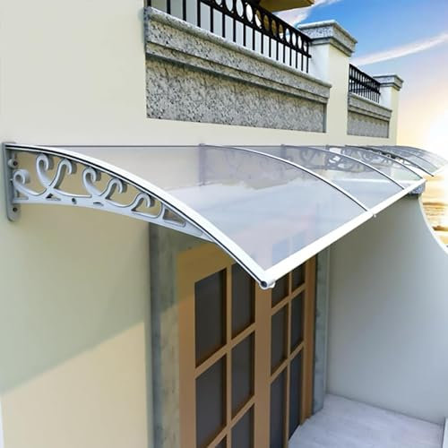 kubeier Vordach Überdachung Haustürvordach, Veranda-Fenster, Außen Garten Polycarbonat Markise, Sonnenschutz Regenschutz Türüberdachung, für Draußen Haus Balkon Garage Fenster,60×370cm/24×146