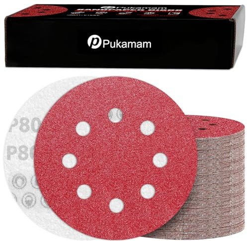 120PCS 125mm Sanding Discs 80 Grit for Random Orbital Sander Hook and Loop Sandpaper Set