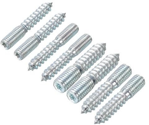 sourcing map M8/M10 Hanger Bolts Length 50mm Double Headed Bolts Self-Tapping Screw 8mm/10mm Wood Joint Furniture Legs 8Pcs Each