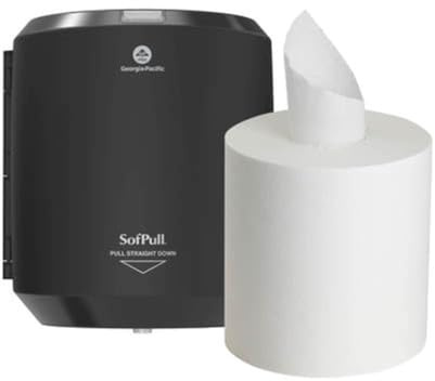 SOFPULL® CENTERPULL Regular Capacity Paper Towel Dispenser Starter KIT, 1 Dispenser 58204B & 1 Paper Towel ROLL 28124