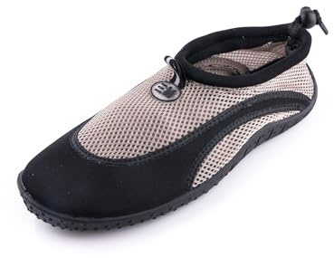 R-ISLAND Escarpines para Hombre, Zapatos de Agua Transpirables, Ligeros y cómodos, con Suela Antideslizante, Ideales para Playa, Piscina y Deportes acuáticos.(Negro y Gris 42)