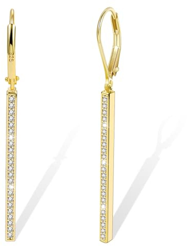 Ohrringe Hängend Damen Gold Silber 925 Anhänger Creolen Geometrisch | ALEXCRAFT Ohrringe Hängend Damen Gold Silber 925 Geometrisch Eckig Runde Doppel Zirkon Creolen Anhänger Hypoallergen Schmuck