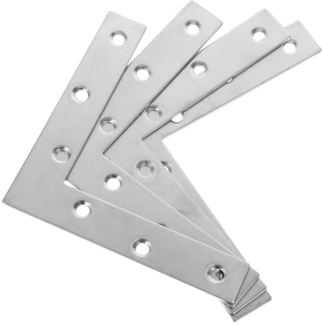 JECOMPRIS Soportes De Esquina De Acero Inoxidable En Forma De L 12X12Cm 4 Piezas Soporte Plano De 2Mm Para Conectar Y Reforzar Paneles De Madera En Bricolaje