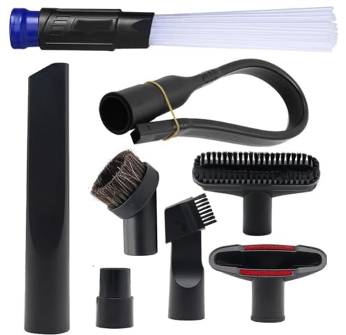 8 Pcs Household Cleaning Vacuum Cleaner Attachments Kit for Shop Vac Accessories with 1 1/4 Vacuum Brush Flexible Crevice Tool, Vacuum Cleaner Straw Tubes and Vacuum Hose Adapter Kit