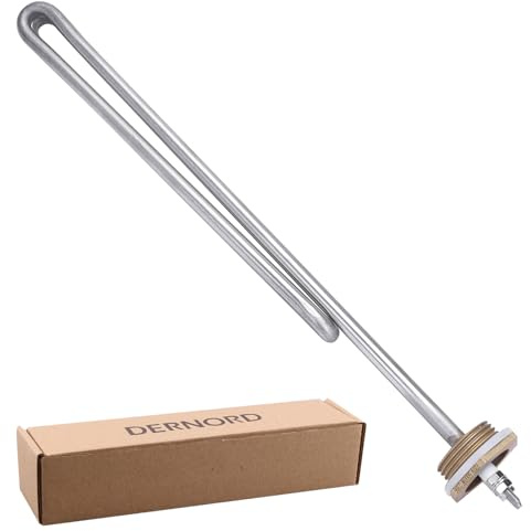 DERNORD 220V 5000W 1 Zoll Faltbarer Heizelement Heizpatrone DN25 BSP Heizstab Edelstahl Messing Flansch mit Silikonring