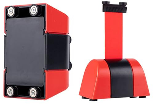 Rusopobe Magnetische einziehbare Seilbarriere für Warteschlangen, rotes Warnband einziehbare Gurtbarriere zur Wandmontage Absperrung zur Kontrolle von Menschenmengen(Red,10m/32.8ft)