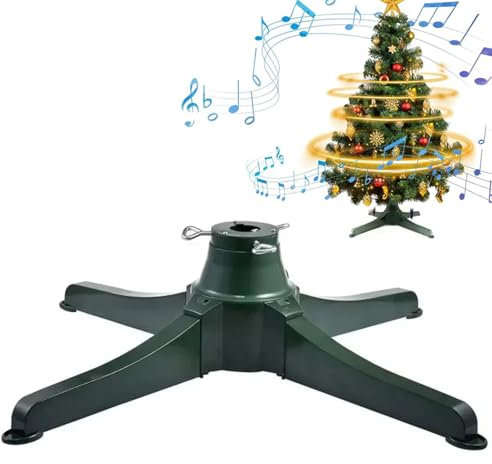 Rotating Christmas Tree Stand with Music, Drehbarer Weihnachtsbaumständer mit Musik, 360° drehbarer Christbaumständer, Musikalische rotierende Weihnachtsbaumständer für Party Dekoration (65cm)