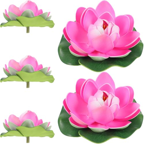 MAGICLULU Künstliche Lotusblume Schwimmende Seerosen Dekoration 5 Stück Simulierte Wasserpflanzen Für Gartenteich Teich Zubehör 2 Zoll