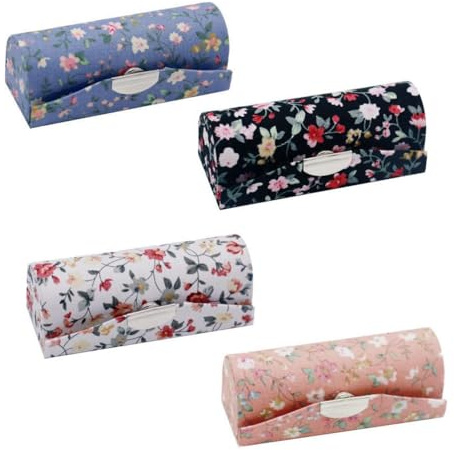 CHROMACRAFT - Scatola per rossetti con stampa floreale da 4 pezzi, con specchio, retrò, portatile, multicolore, unisex, uso quotidiano, da viaggio, regalo