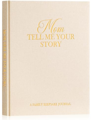 Lanpn Maman Raconte Moi Ton Histoire, Livre d'histoire de La Vie de Mère avec 270+ Questions, Fête des Mères Anniversaire Cadeau, Mom Story Book Journal Guidé Carnet de Souvenirs, Anglais, Beige