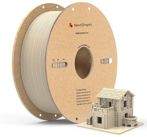 NextShapes PLA Filament 1,75mm, 1kg, Holzfarbe | Hochfest, Vibrationsarm, Schlagzäh, 3D Drucker Filament für Bambu Lab AMS A1/X1/P2S/H2D