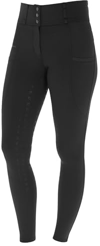 Covalliero Pantaloni da Equitazione Highwaist, Legging da Equitazione, Abbigliamento da Equitazione, Nero, Taglia 40, Poliammide, Donna, Pratica Tasca per Il Cellulare, Larga Cintura