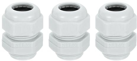 sourcing map 3 prensaestopas de nailon NPT de 3/4 pulgadas, conector de agarre de cable impermeable, protectores de ojales de alambre ajustables con juntas y contratuerca para caja de conexiones, gris