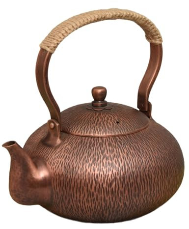 OZBMA Grande Bouilloire à thé en cuivre Rose rétro Faite à la Main, 20 x 19 cm, 2 000 ML, théière Turque Pure pour cuisinière (Couleur Profonde, 2 000 ML)