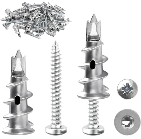 30 Pièces Cheville pour Plaques de Plâtre, 35×8mm Alliage Zinc Cheville Autoforeuse Placo, Chevilles Autoperceuses en Métal avec Vis, pour Fixation Dans Béton Briques Plaques Plâtre Cadres Photo