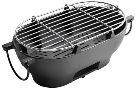 YTYTU Holzkohlegrill Aus Gusseisen, Tragbarer BBQ Grill, Koreanisches Kochfeld Für Zuhause, Picknicks, Camping Und Zusammenkünfte Im Freien(33 * 18.3 * 12cm)