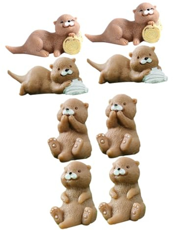 HONITANO 8 Stück Miniaturotter Figuren Aus Resin Mini Tiere Figuren Für Mikrolandschaftsstatue Modellbau Und Heimdekoration Für Schreibtisch Büro Café Garten